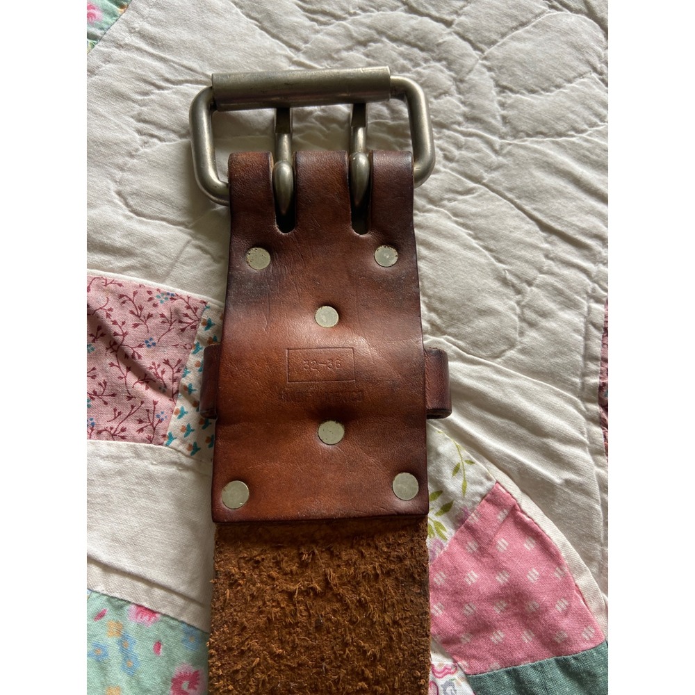 Bollinger Brown Leather Weightlifting Belt Double Prong Buckle Size 32-36 Mexico - Picture 5 of 9